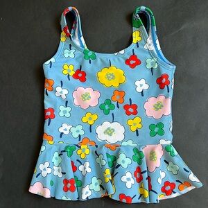 Hanna Andersson Toddler Girl Blue Whimsical Floral Swim Top  Size 4